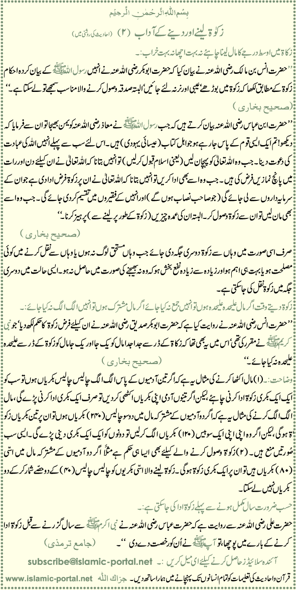 Zakat Lenae Aur Denae Kae Adaab