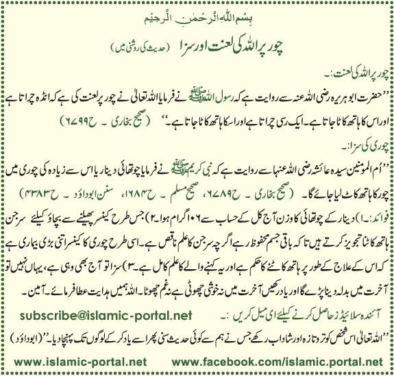 Choor Par Allah Ki Lanat Aur Saza (Hadeeth Ki Roshni Mane)