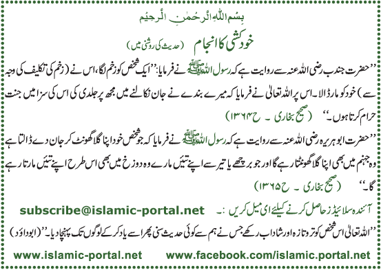 KhudKushi Ka Anjaam (Hadeeth Ki Roshni Mane)