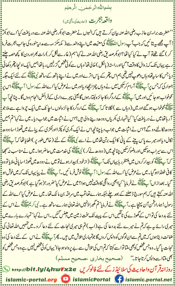 Hijrat e Madina ka waqia – Safar e Hijrat Hadith Bukhari aur Muslim